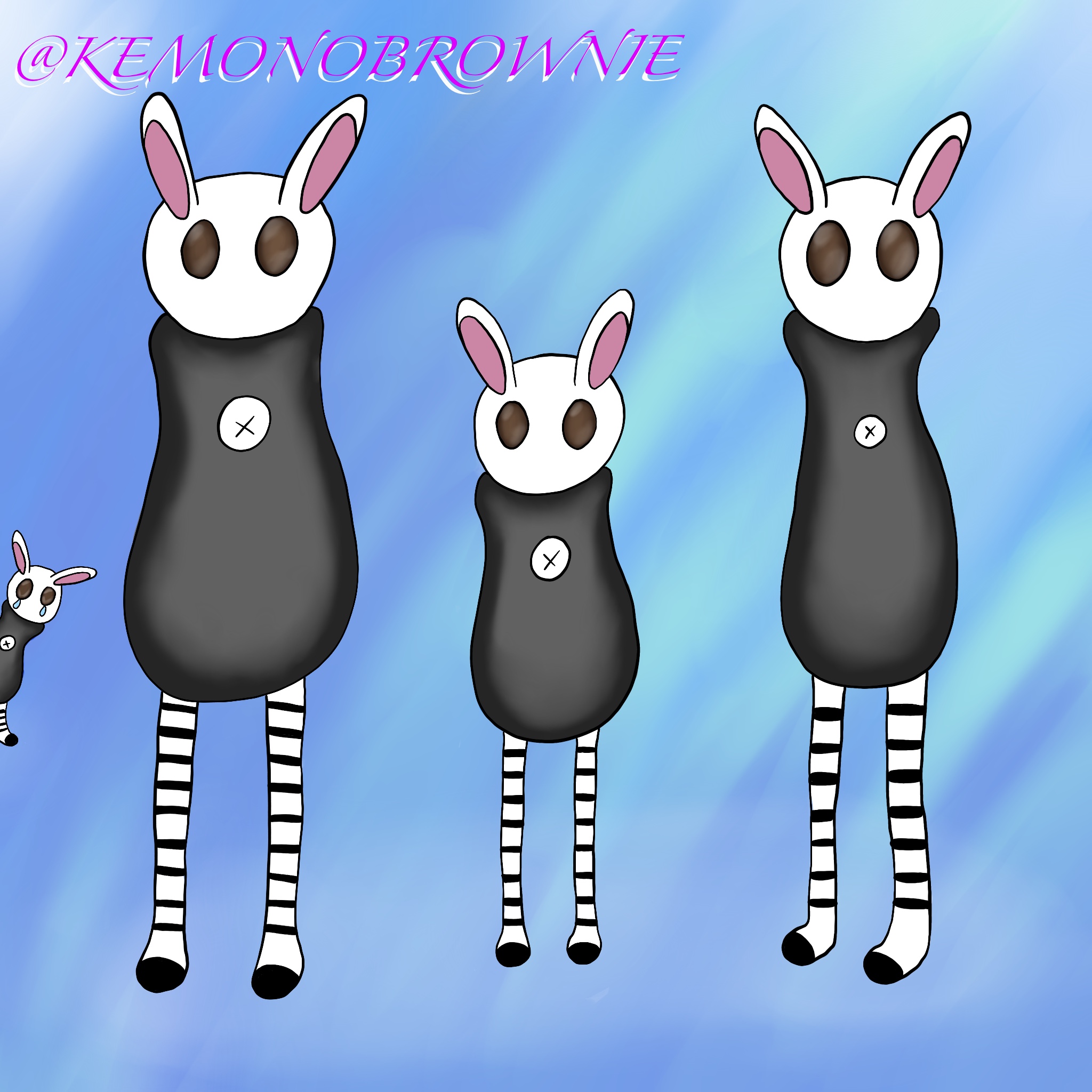 Some stuffed SCP rabbits